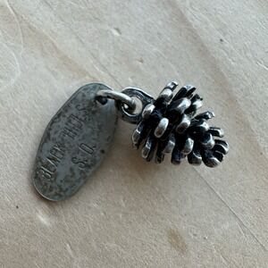 Vintage Black Hills SD Charm 1 Inch Pine Cone Conifer Tree 925 Sterling 1.7g